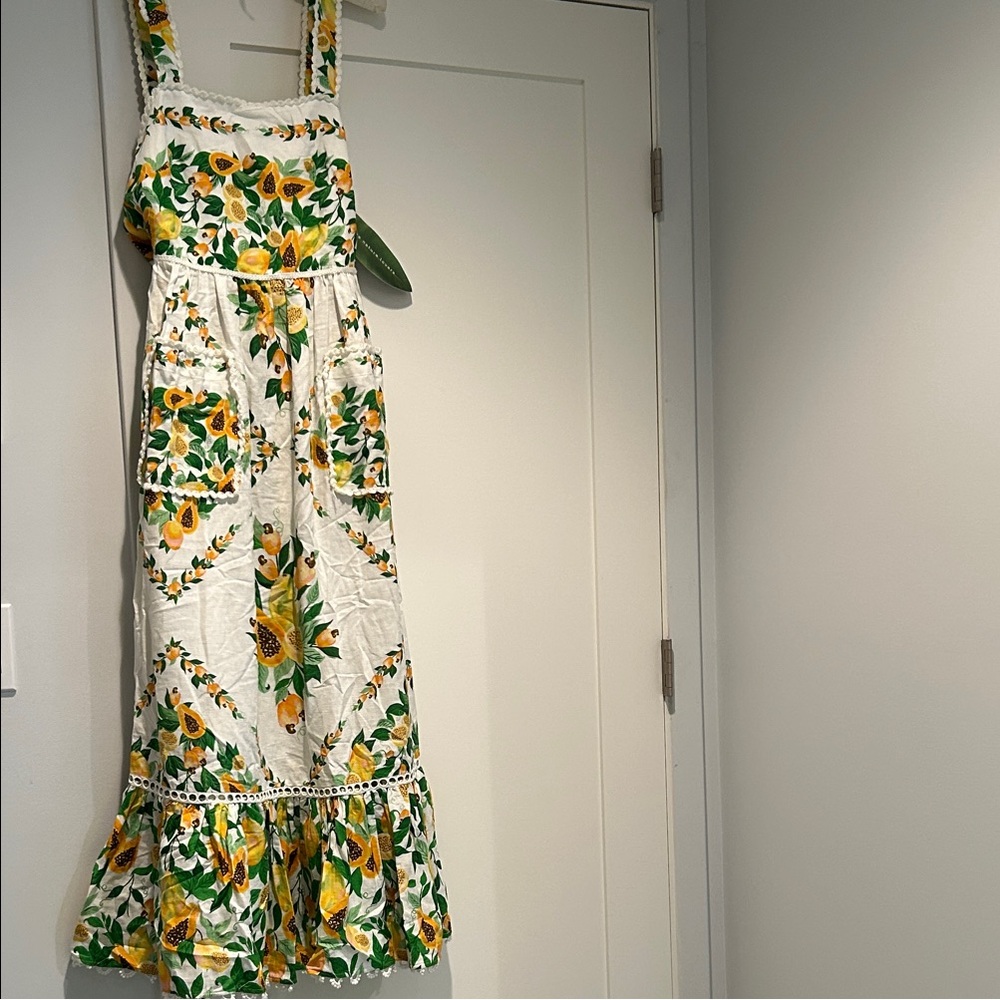 NWT FARM Rio Papaya Salad Scarf Off-White Knit Maxi Dress. Size XS - Picture 8 of 16